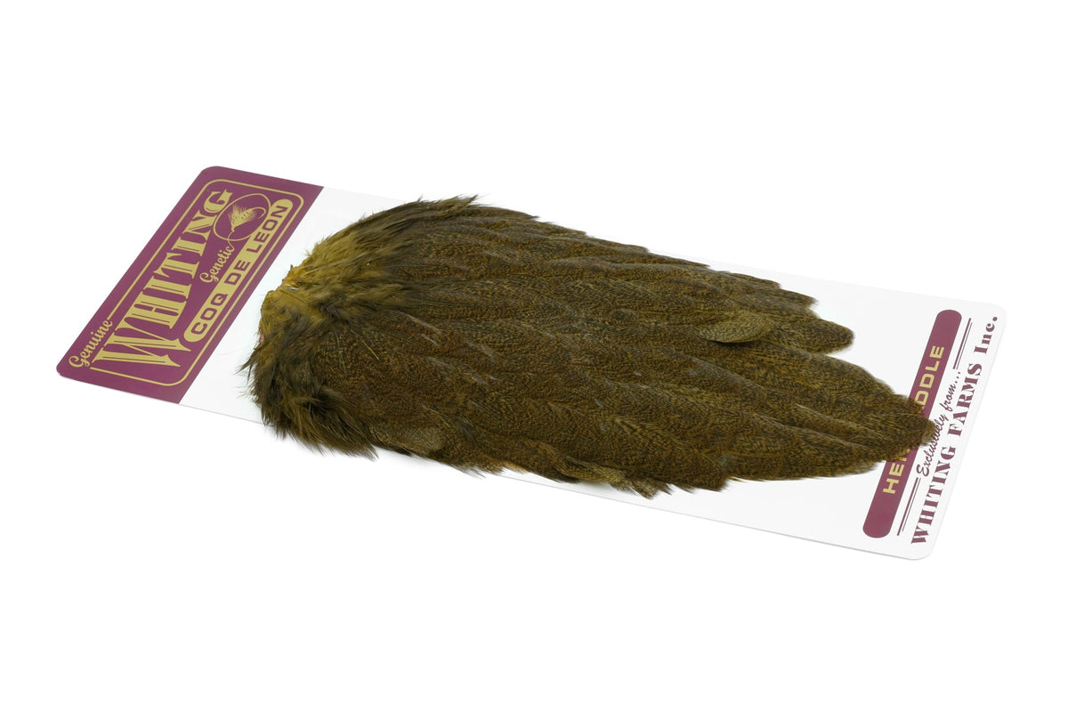 Whiting Farms Coq de Leon Hen Saddle - Speckled Golden Olive