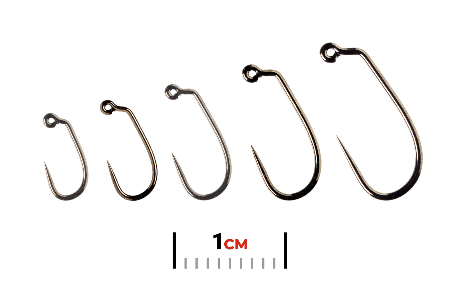 Fulling Mill Jig Force Straight Point Black Nickel Barbless Hooks FM5140