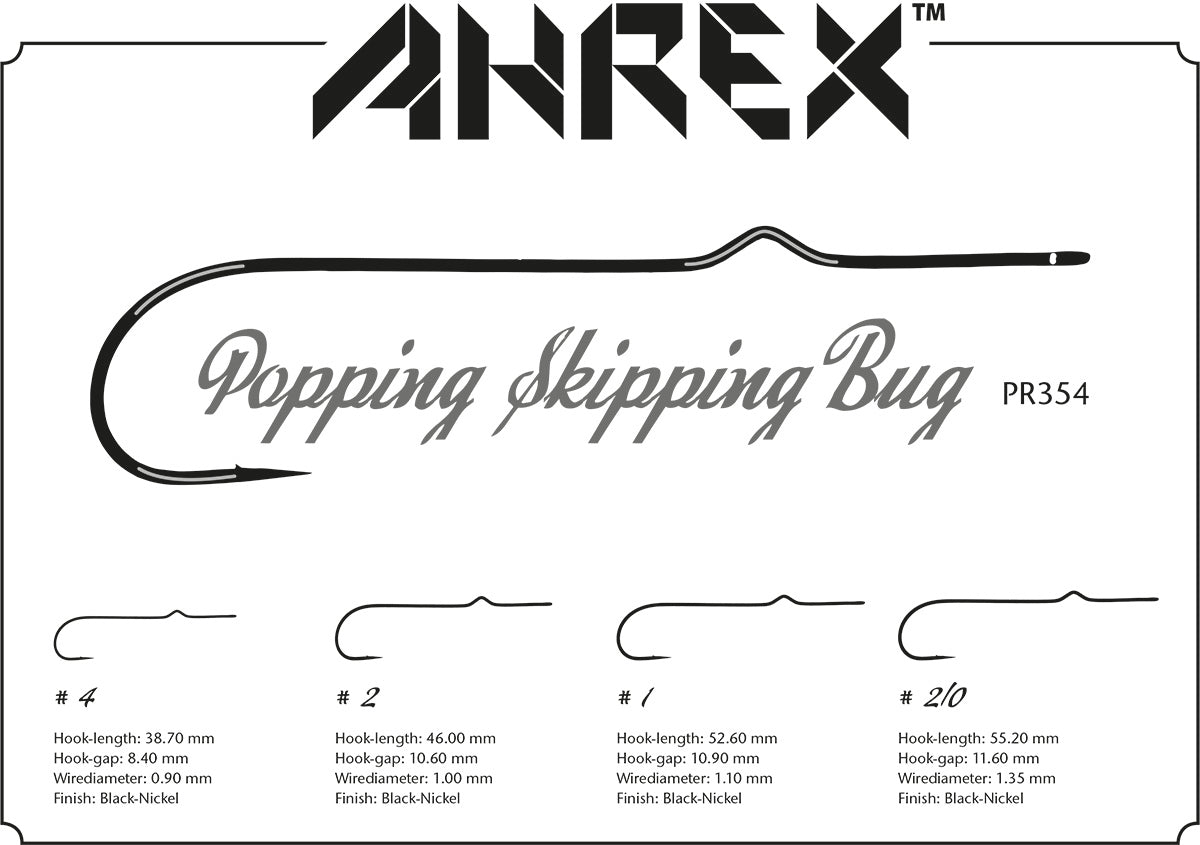 Ahrex PR354 Long Shank Popping Skipping Bug Hooks