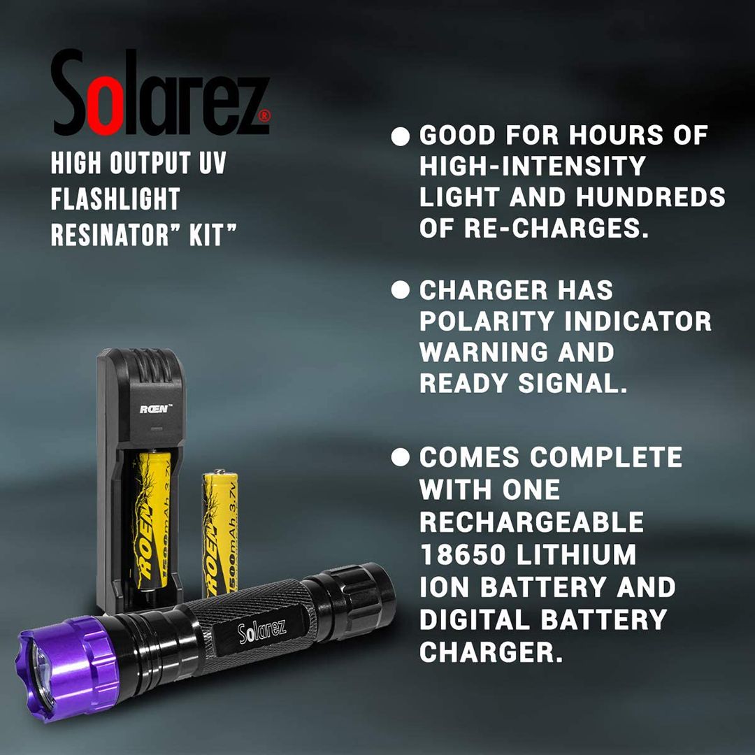 Solarez High Output UV Flashlight Resinator Kit With Battery and Charger