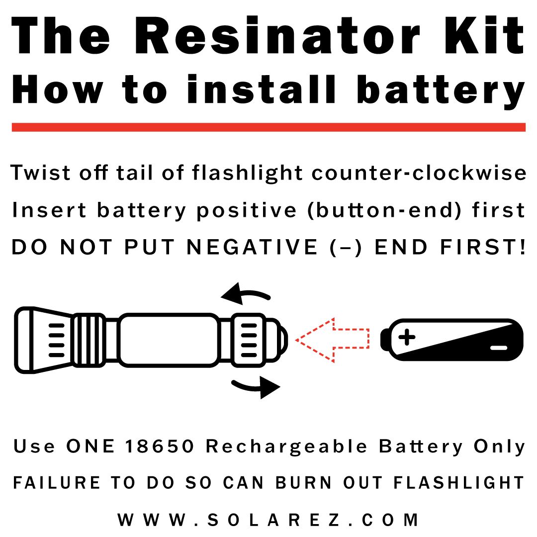 Solarez High Output UV Flashlight Resinator Kit With Battery and Charger