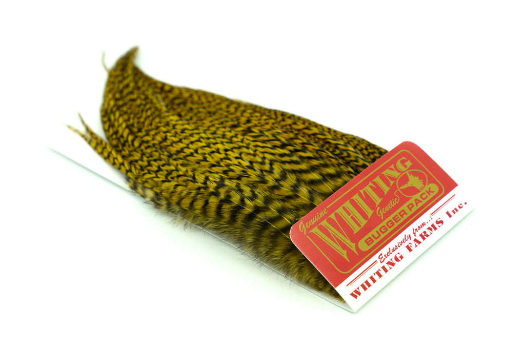 Whiting Farms Bugger Pack - Grizzly dyed Golden Olive